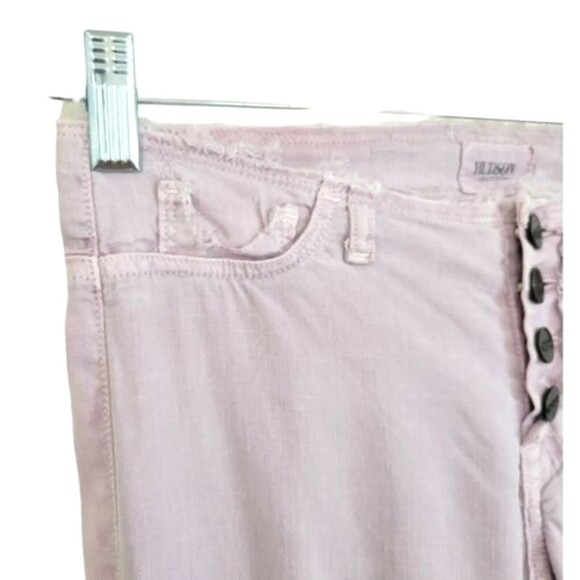 HUDSON LINEN BLEND Pants Women's Size 25 COLLECTION Raw WAISTBAND FLARE LEG - Picture 10 of 13